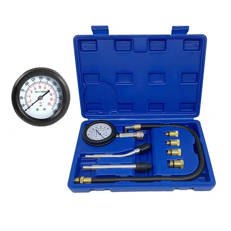 TONZACK طقم اختبار ضغط السيارات، اختبار ضغط قياسي للبنزين 0-20 بار و 0-300 psi، جهاز اختبار ضغط السيارات لاختبار ضغط المحرك قياس M10 M12 M14 M18 - Image 1